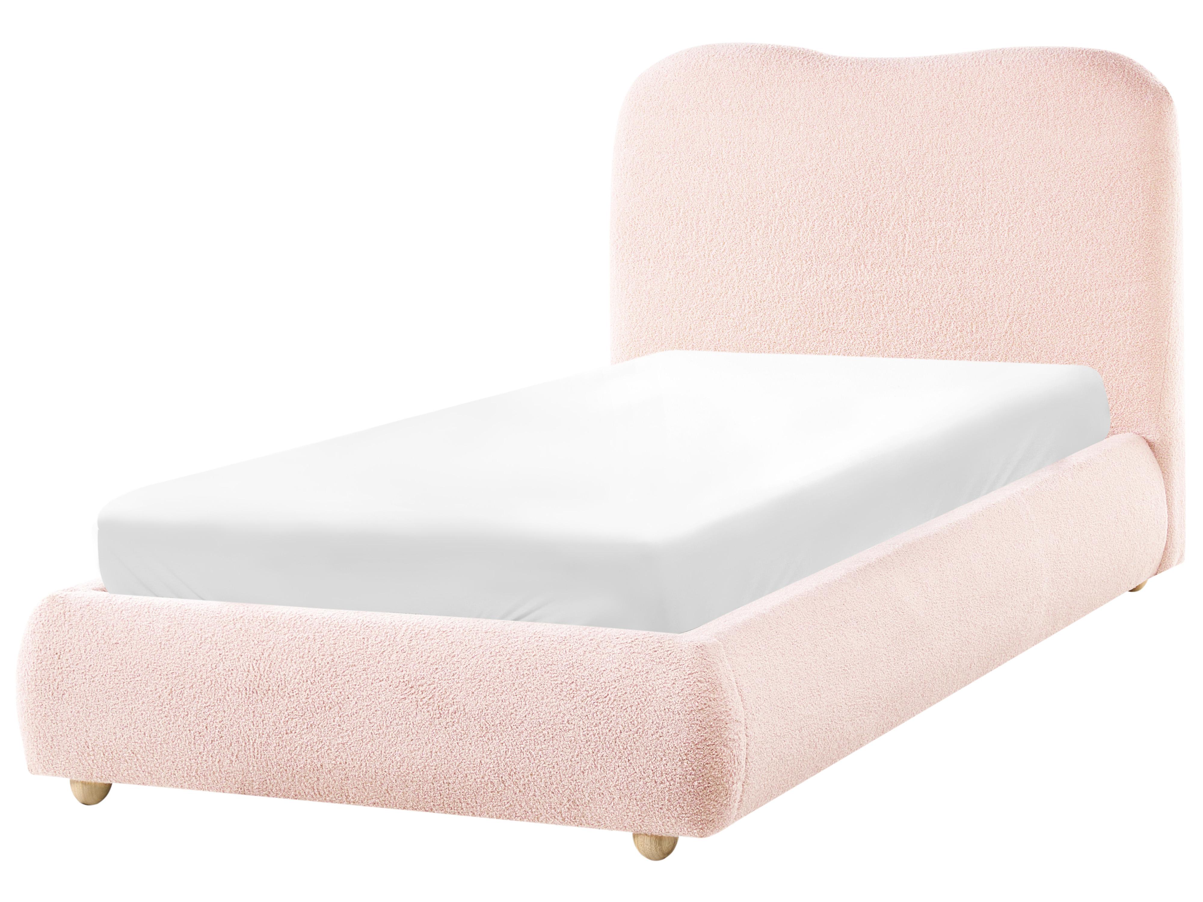Bed met opbergruimte Bouclé BLAGNAC 90 x 200 cm Roze