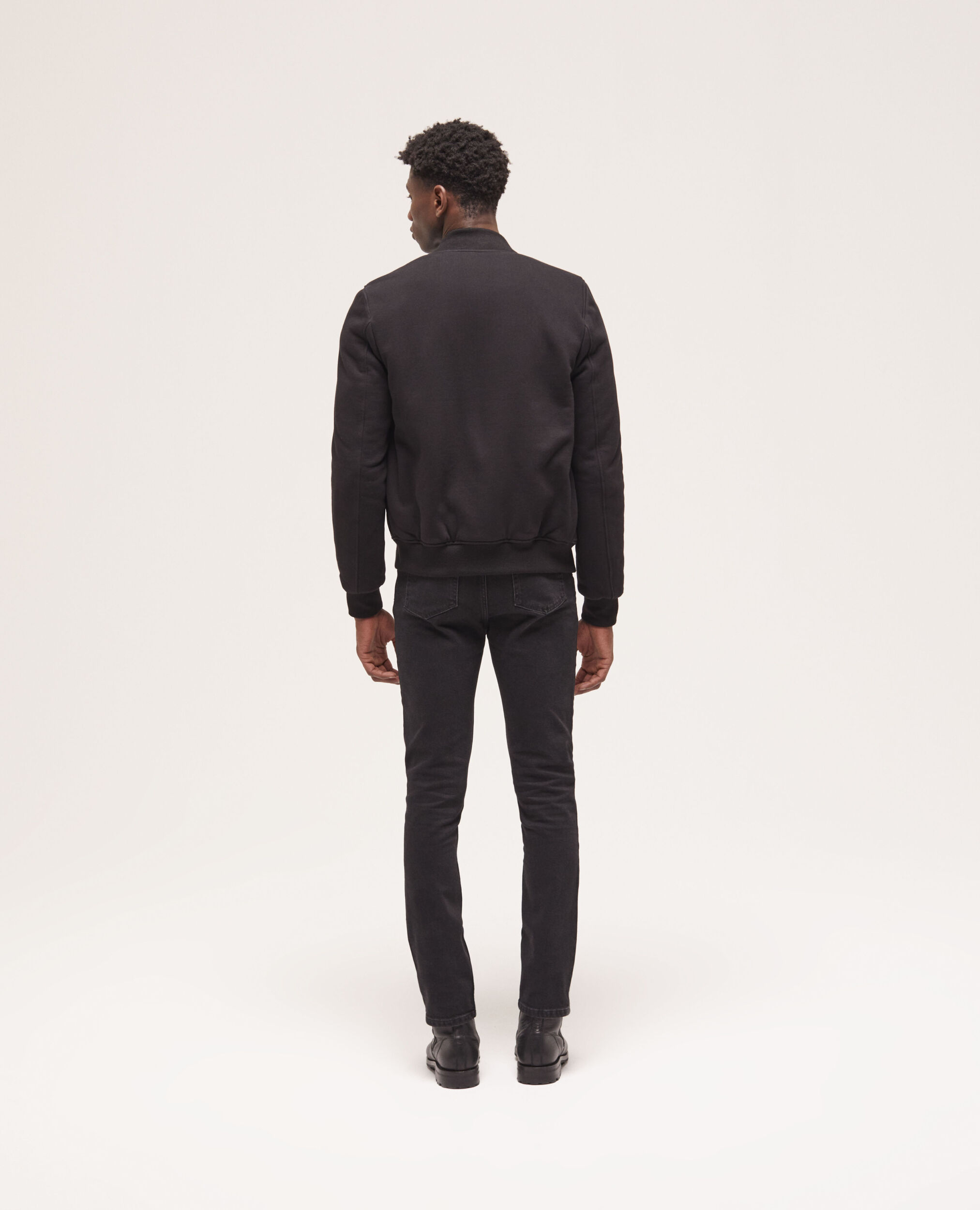 Blouson détails cuir noir