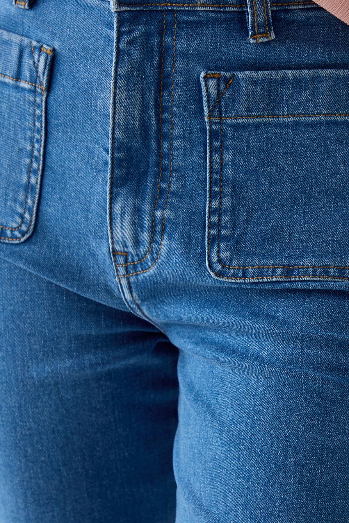 Warehouse Jean Taille Haute Bootcut en Denim avec Poches Plaquées
