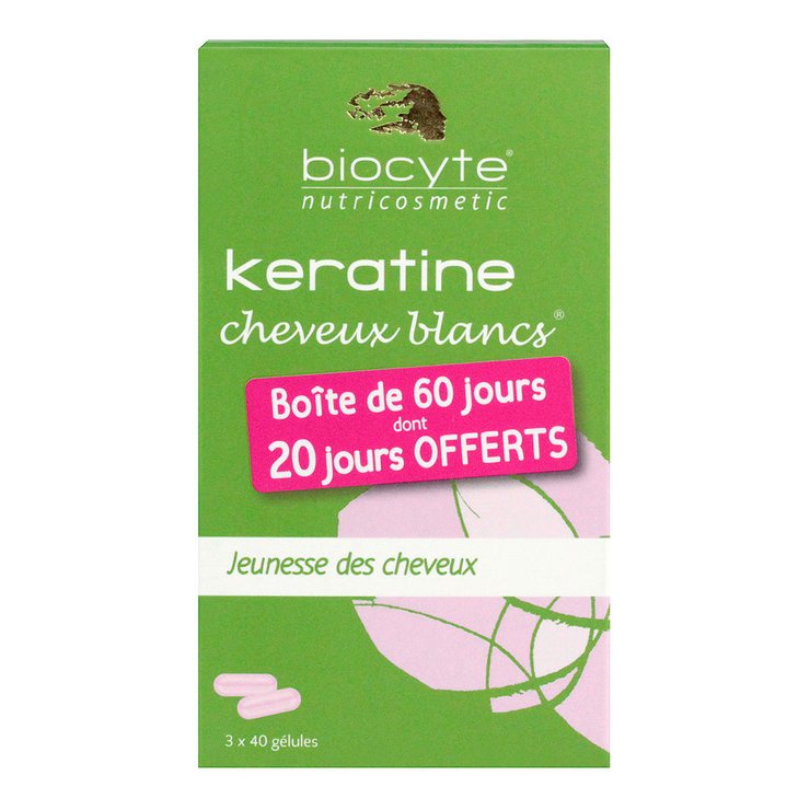 Keratine cheveux blancs gélules 3x40 (dont 40 offertes)