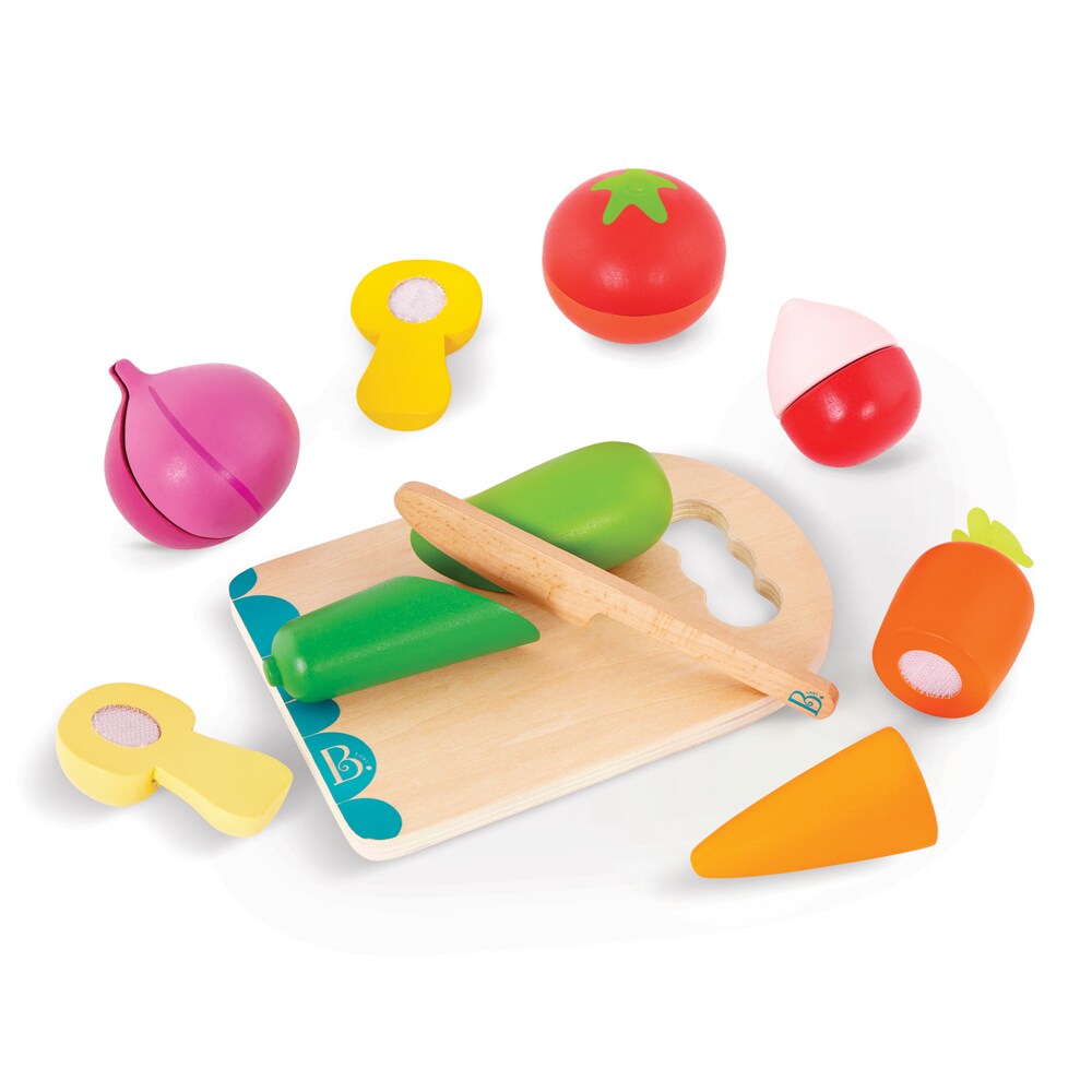 B.TOYS B. Chop 'n' Play -  Holz-Gemüse mit Klettverbindung inkl. Schneidebrett 14-teilig