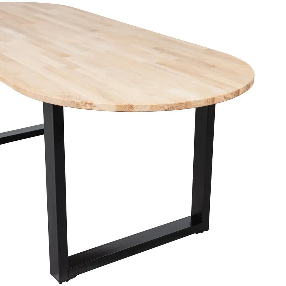 WOOOD Tablo Tafel Ovaal met U-Poot - Eiken/Metaal - 75x220x90