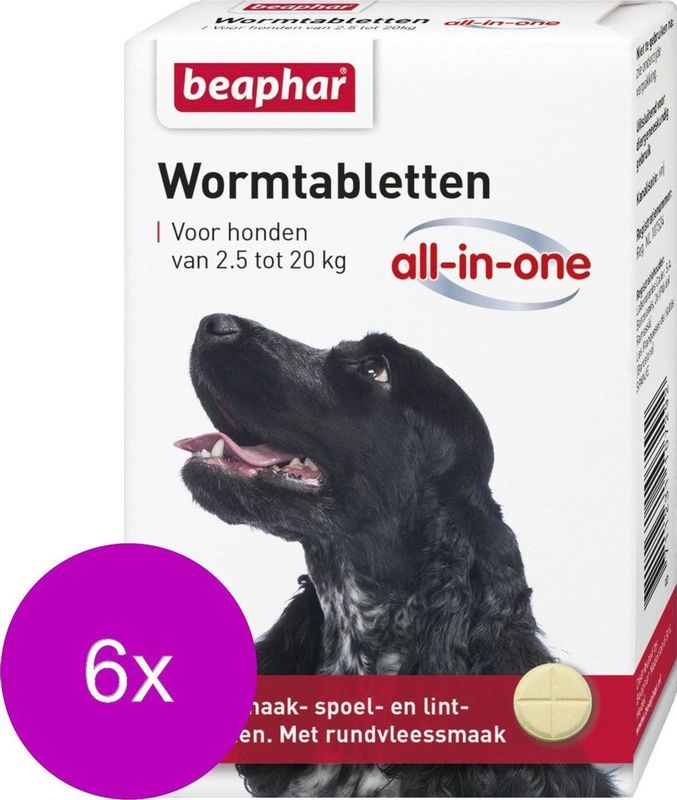 Beaphar - All-in-one Ontworming Tabletten - 2,5 - 20 kg - 6 Tabletten