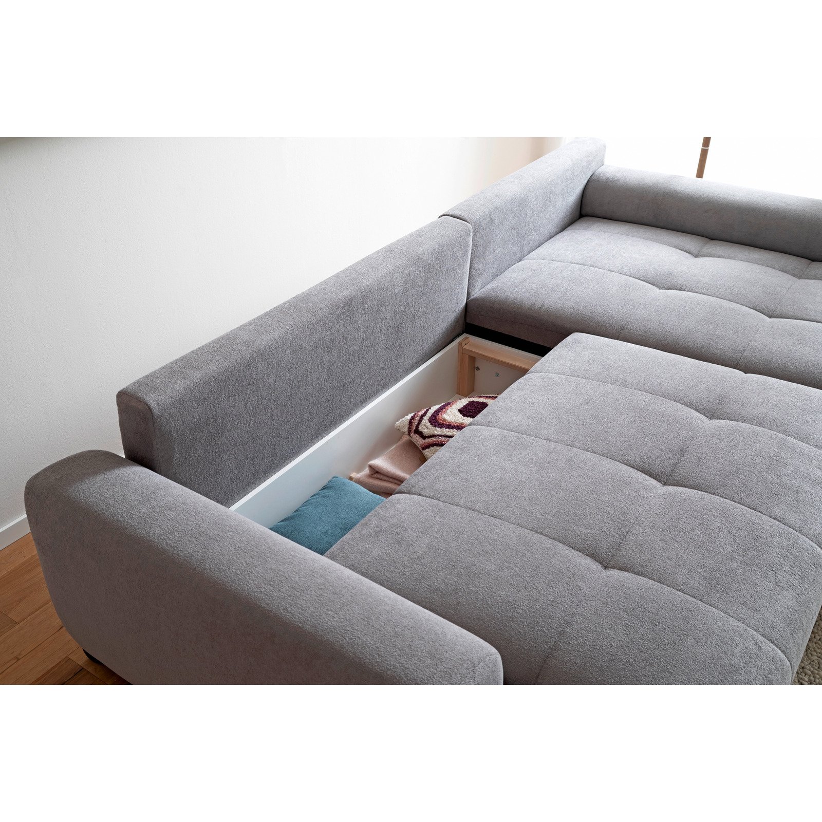 Ecksofa Roger Stoff Chenille grau