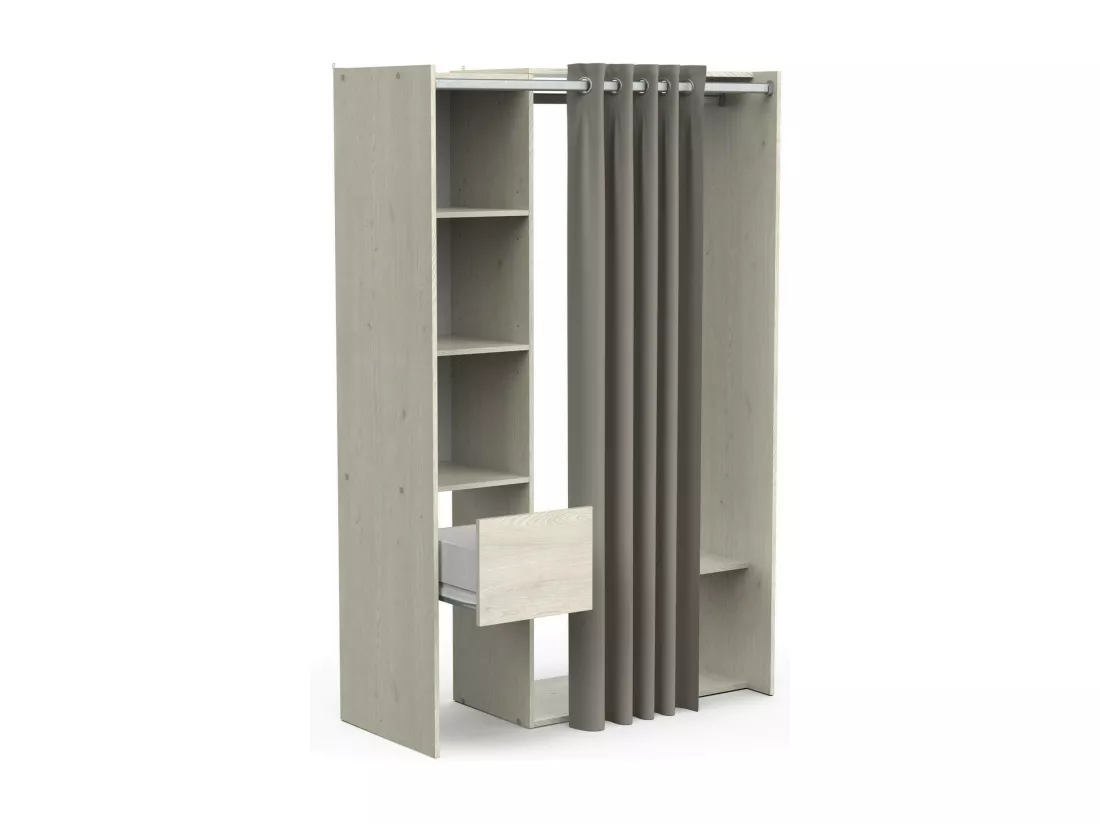 Grande Garde-robe Dpayn, Meubles de chambre, Penderie de plain-pied, Placard à vêtements, 119x50 h183 cm, Chêne clair