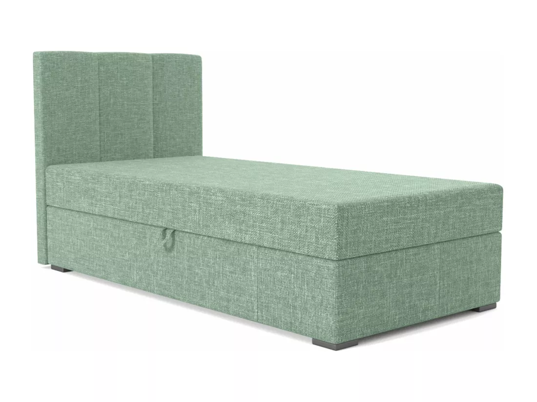 LIT BOXSPRING avec coffre de rangement Monaco Mini Basic côté gauche, 90x200 cm, Lux 29 (Vert menthe)