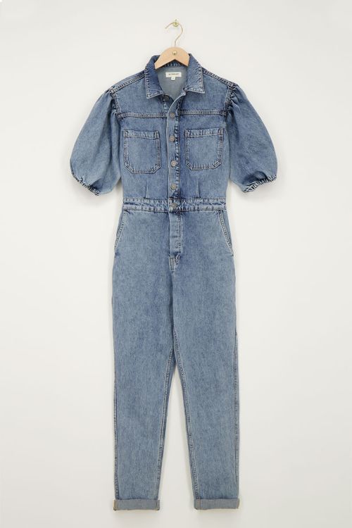 Lichtblauwe denim jumpsuit