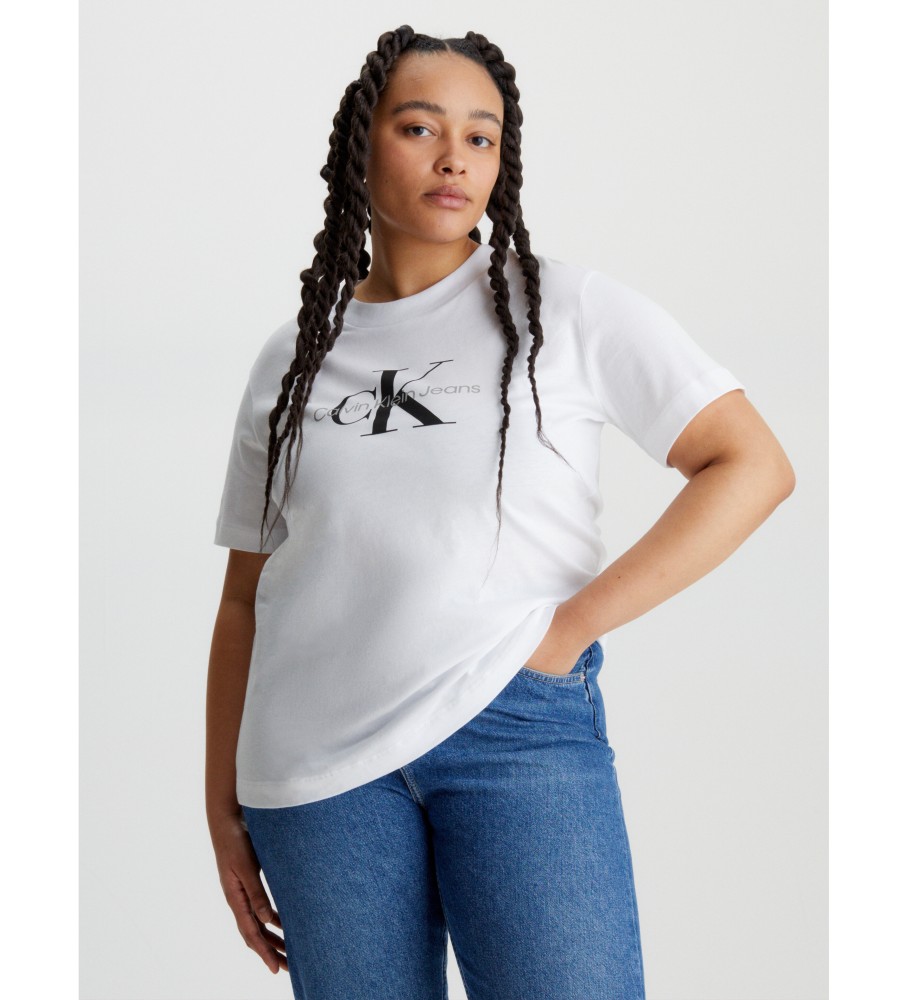 Camiseta Calvin Klein Jeans Plus Size Monograma branca