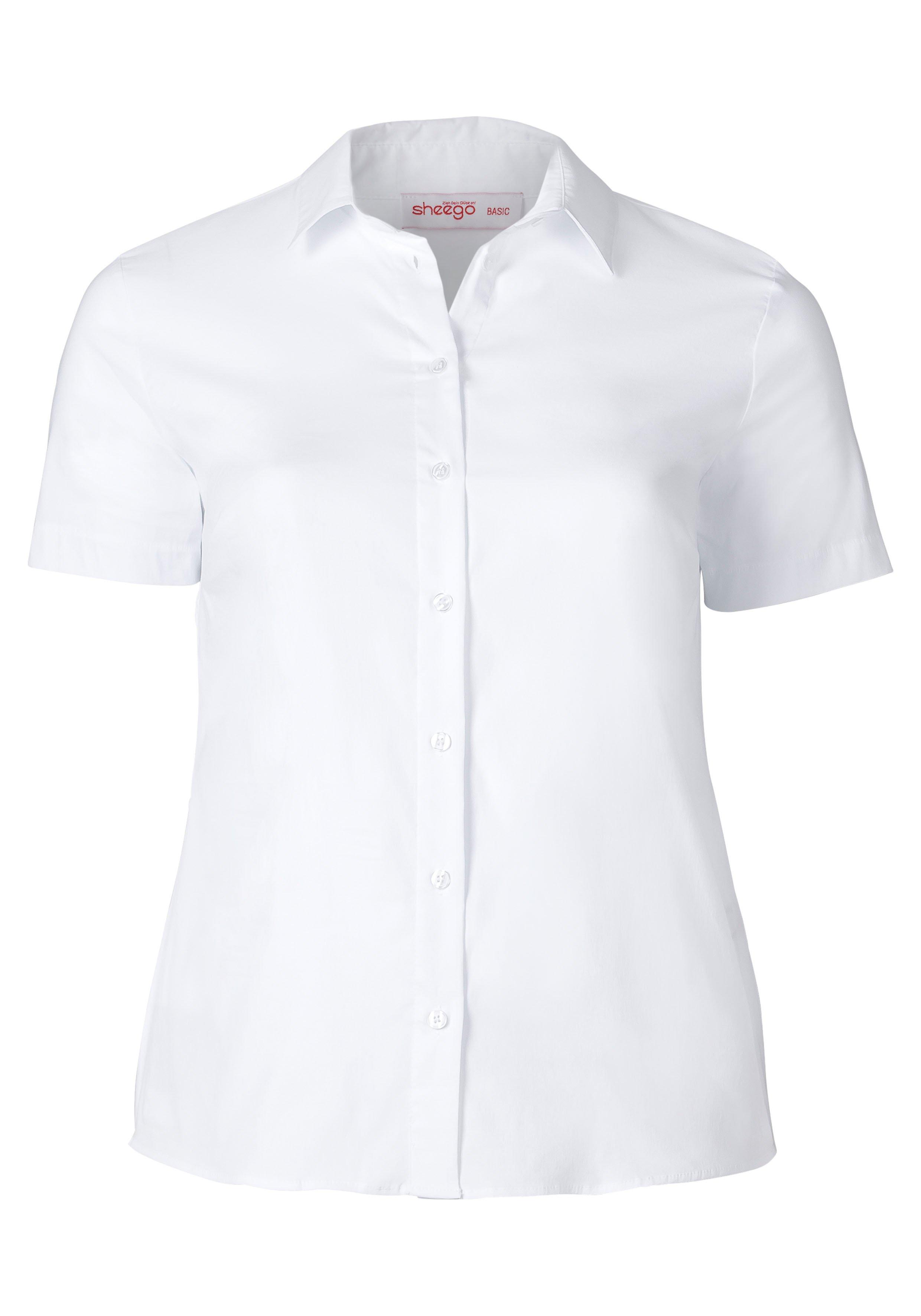 Stretch-Bluse mit kurzem Arm, leicht tailliert