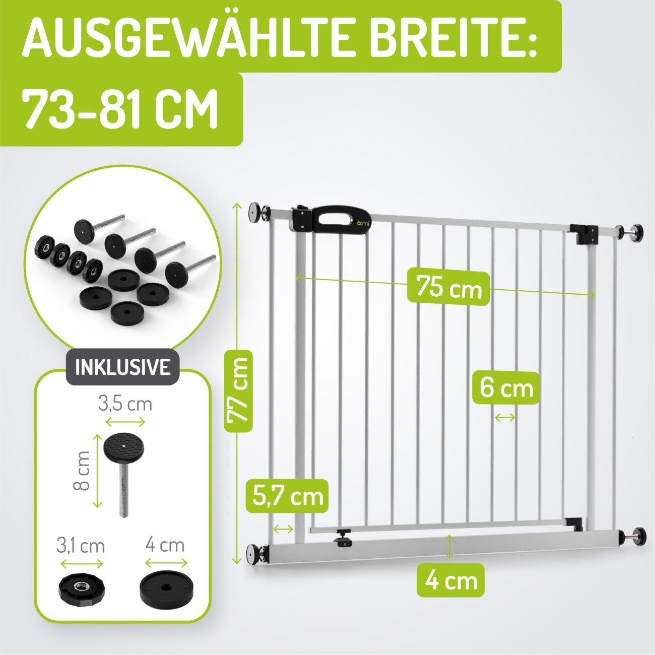 bomi Türschutzgitter Merle 63-111 cm S