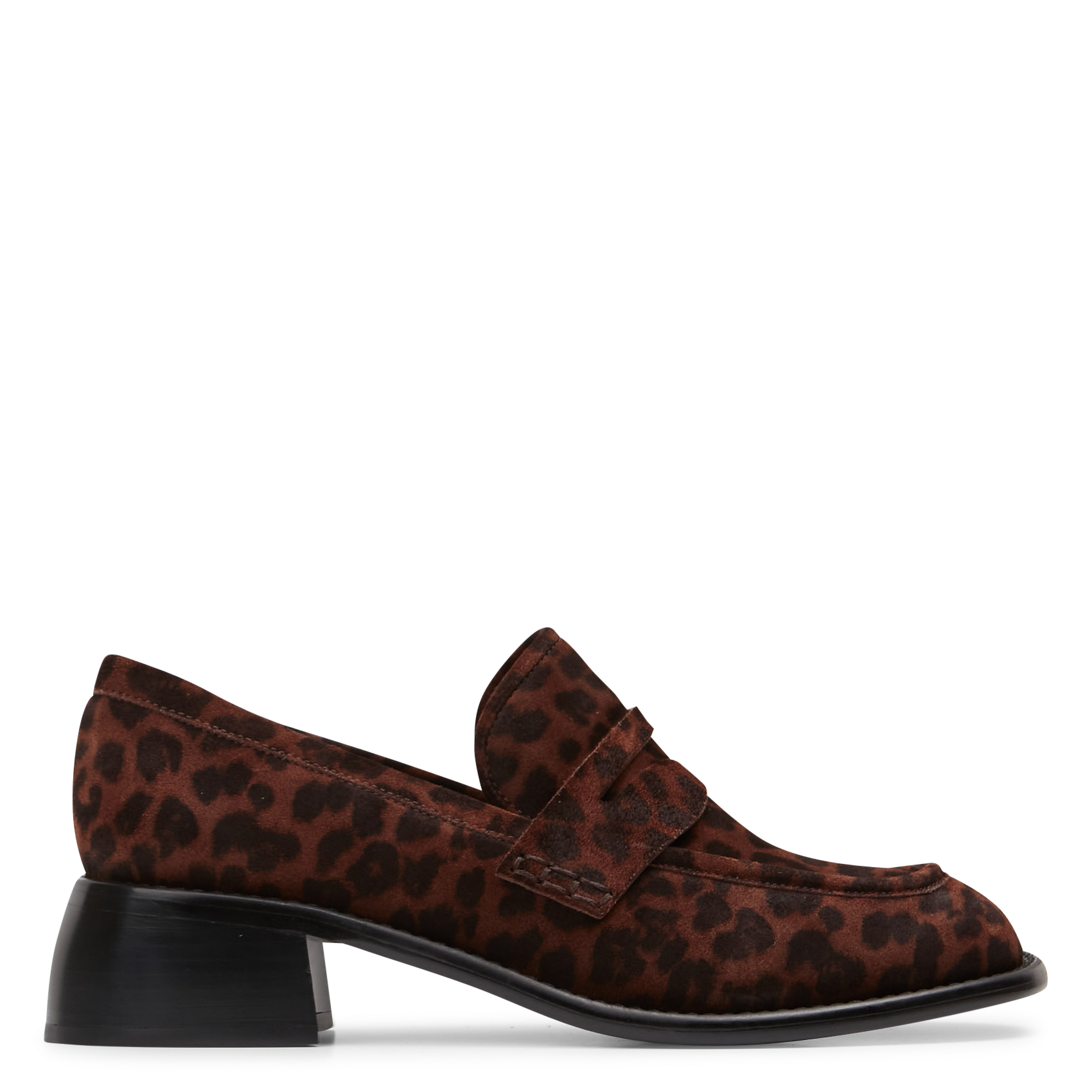 ANAIS 50 - Mocassins à talons en cuir velours| Marron