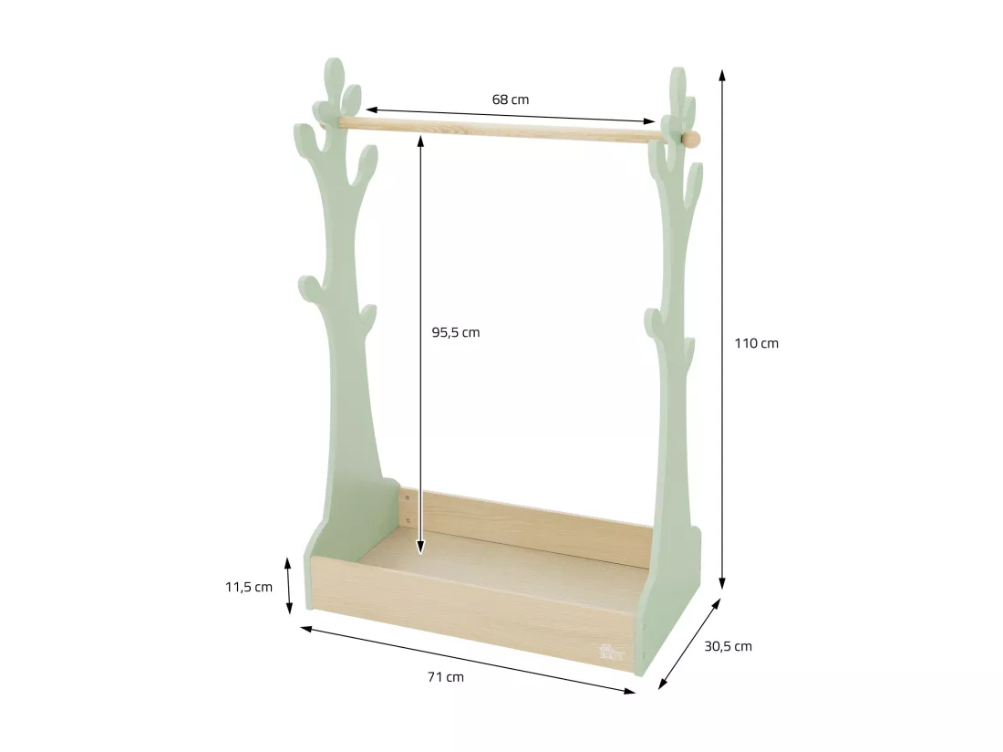 Joyz Portemanteau pour enfants avec étagère et tringle à vêtements chambre bébé