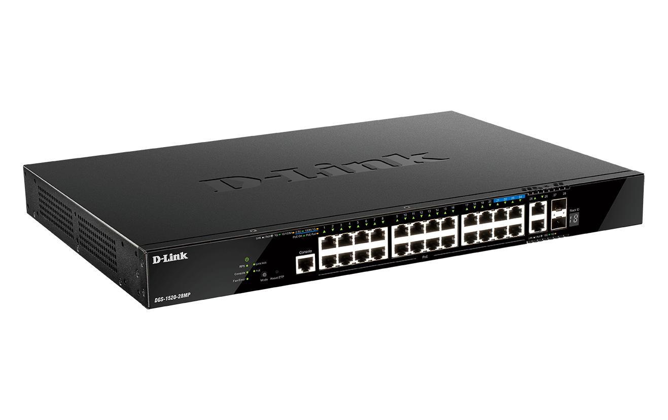 PoE+ Switch DGS-1520-28MP/E 28 Port<br>Layer‑3‑Stackable Smart Managed Switch