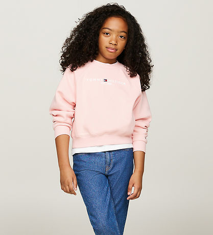 Tommy Hilfiger Sweatshirt - Cropped - Essential - Soft Rose