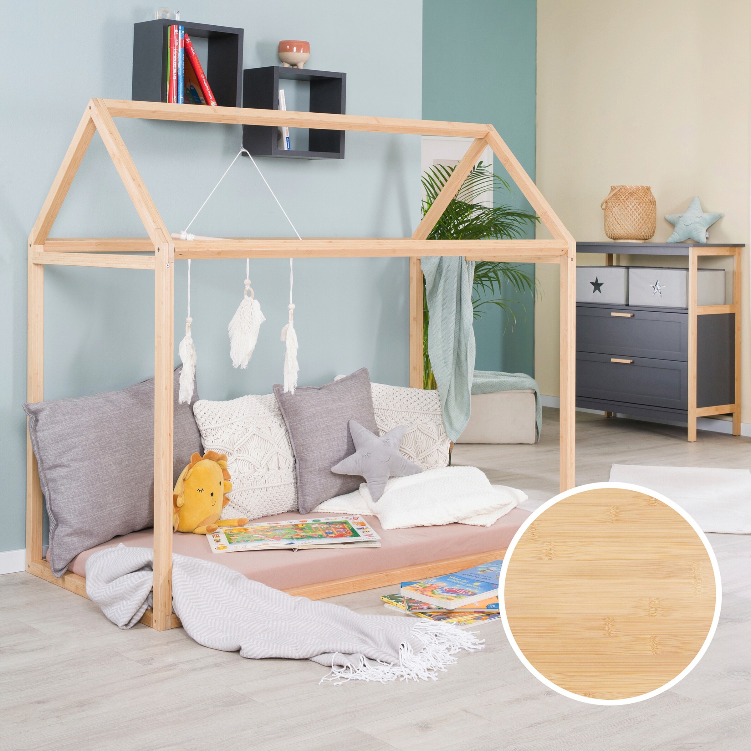 roba Nachhaltige Hauslounge, Hausbett 'Montessori' Bambus