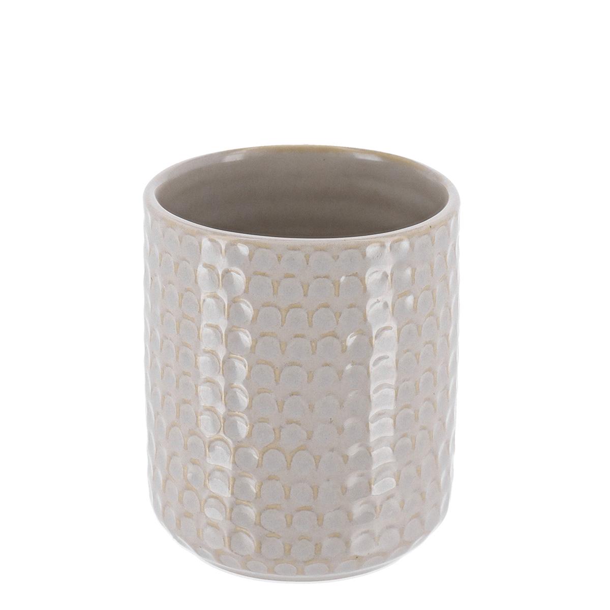 GOBELET GRES LAQUE FACON ECAILLE BEIGE