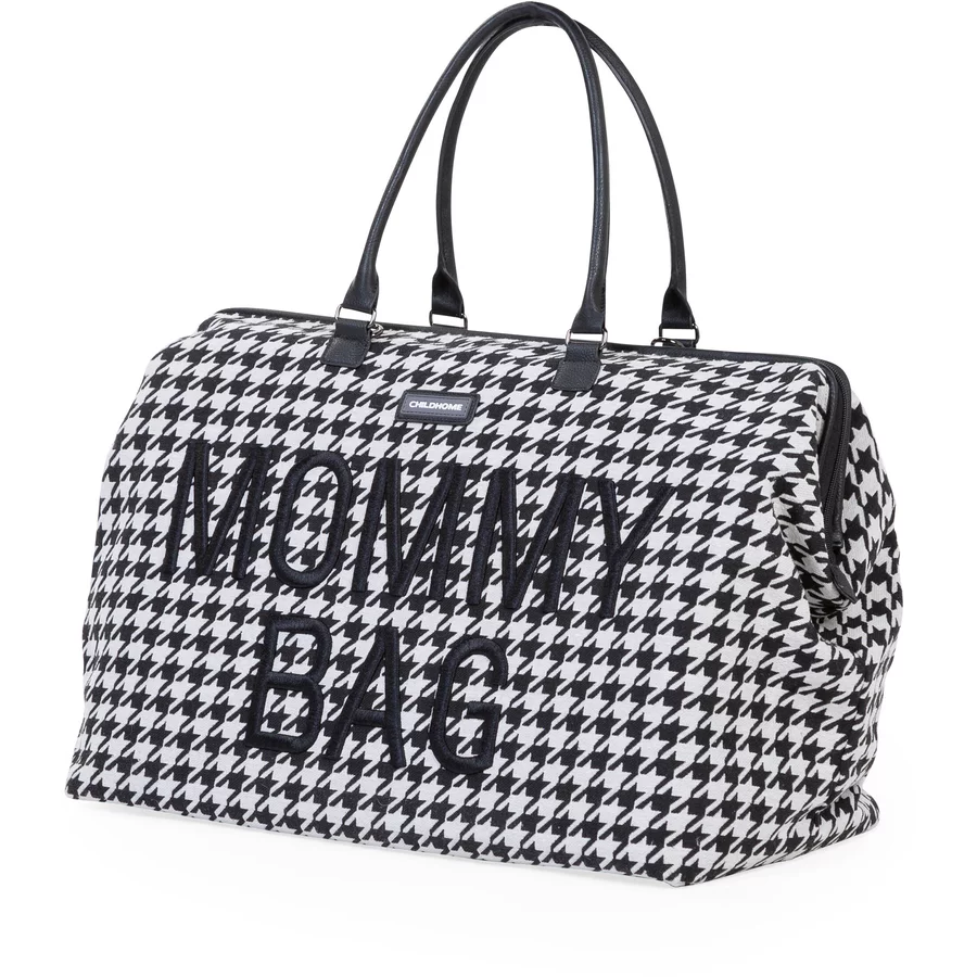CHILDHOME Wickeltasche Mommy Bag Groß Hahnentritt Schwarz
