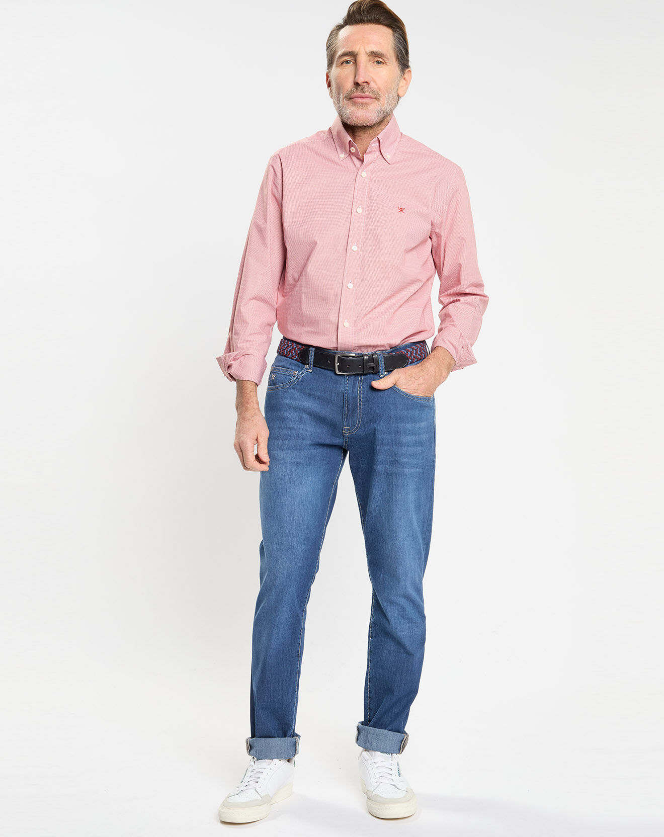 Hackett London Chemise Slim Fit Pop à micro vichy rouge/blanc