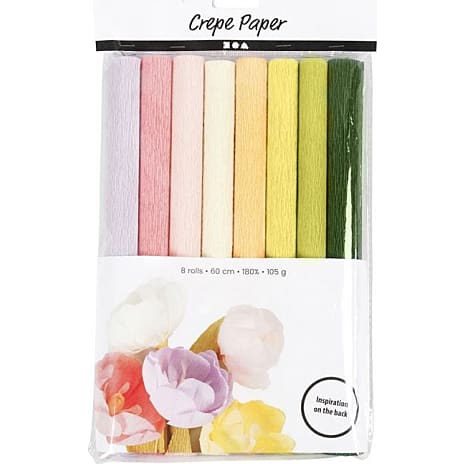 Crepepapir pastelfarver 8 ark