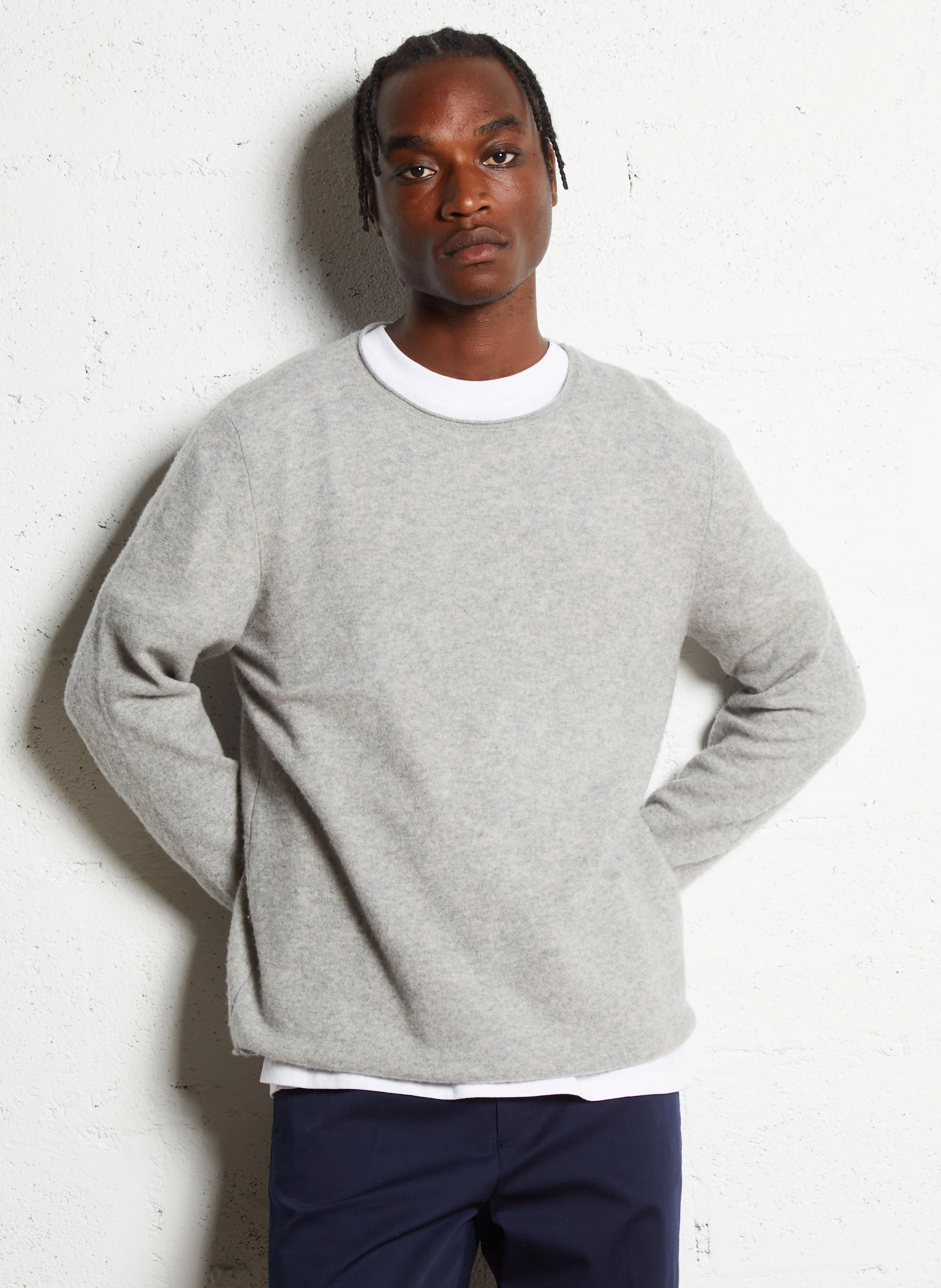 DUCKSBAY - Pull droit col rond en laine mélangée | Gris