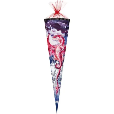 Nestler Schultüte Red Dragon mit Silberfolien-Druck 12-eckig, 85cm