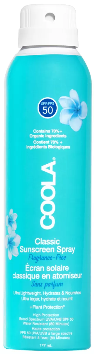 COOLA Classic Body Spray Fragrance-Free SPF 50 -177 ml.