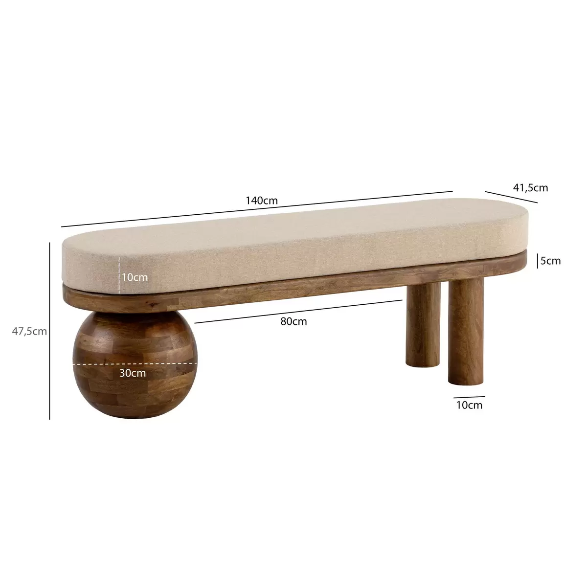 Nachttisch Rubi beige,dunkelbraun
