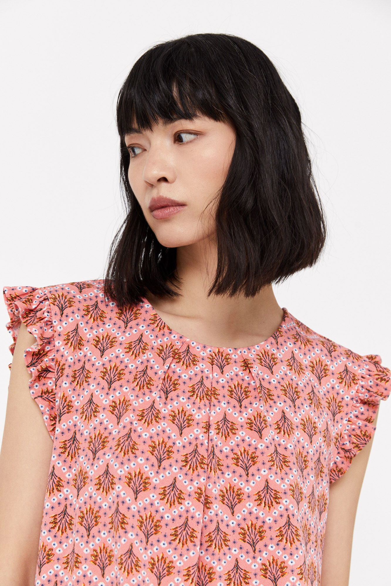 Blusa de malha plissada - Estampa amarela