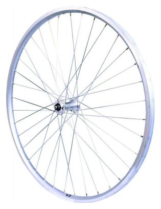 ROUE 28  VTC AVANT JANTE ALU DOUBLE PAROI ARGENT FREIN PATIN MOYEU ALU BLOCAGE RAPIDE .