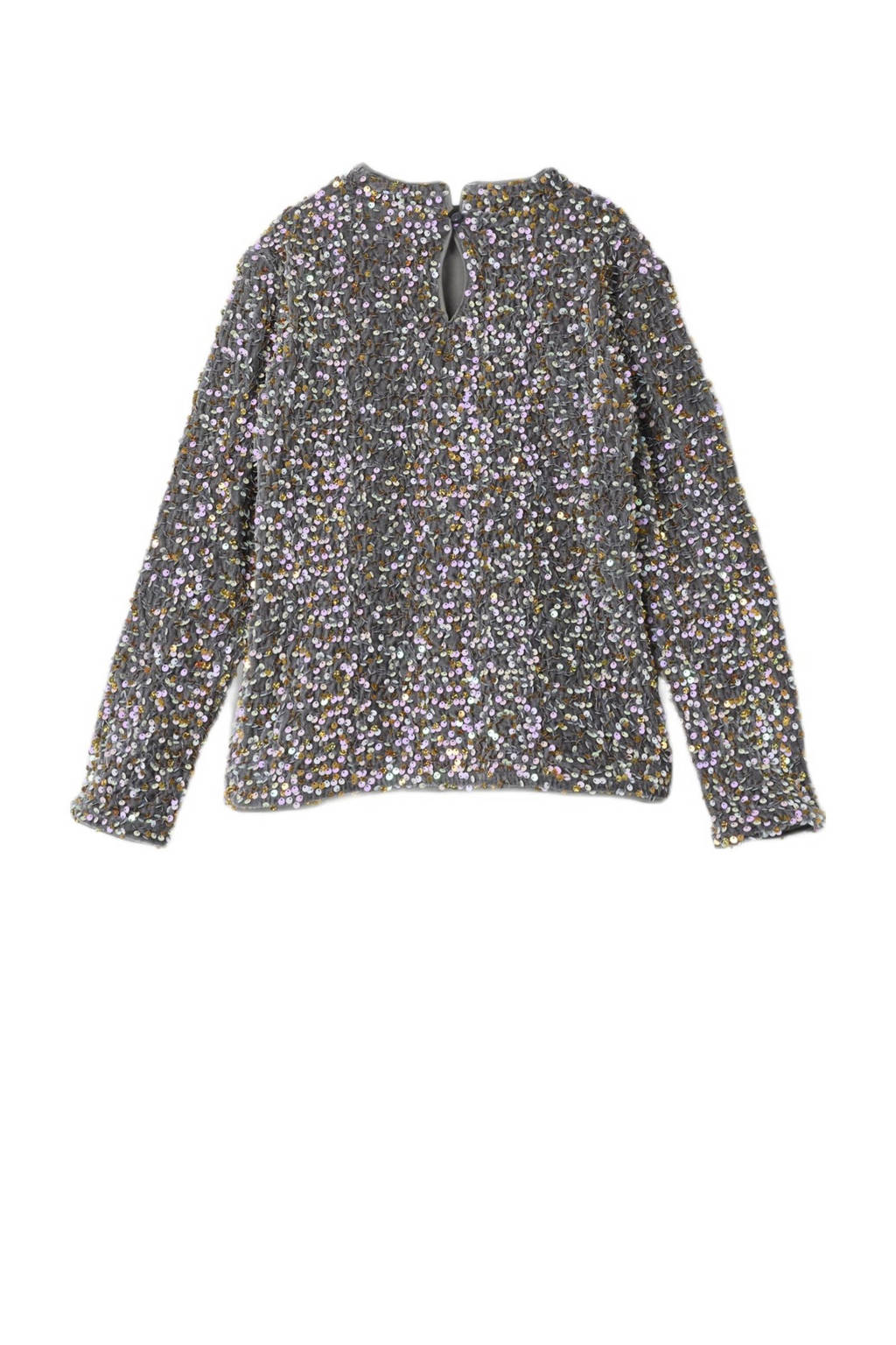 NAME IT top NKFRUNICA met all over print en pailletten grijs/lila/goud