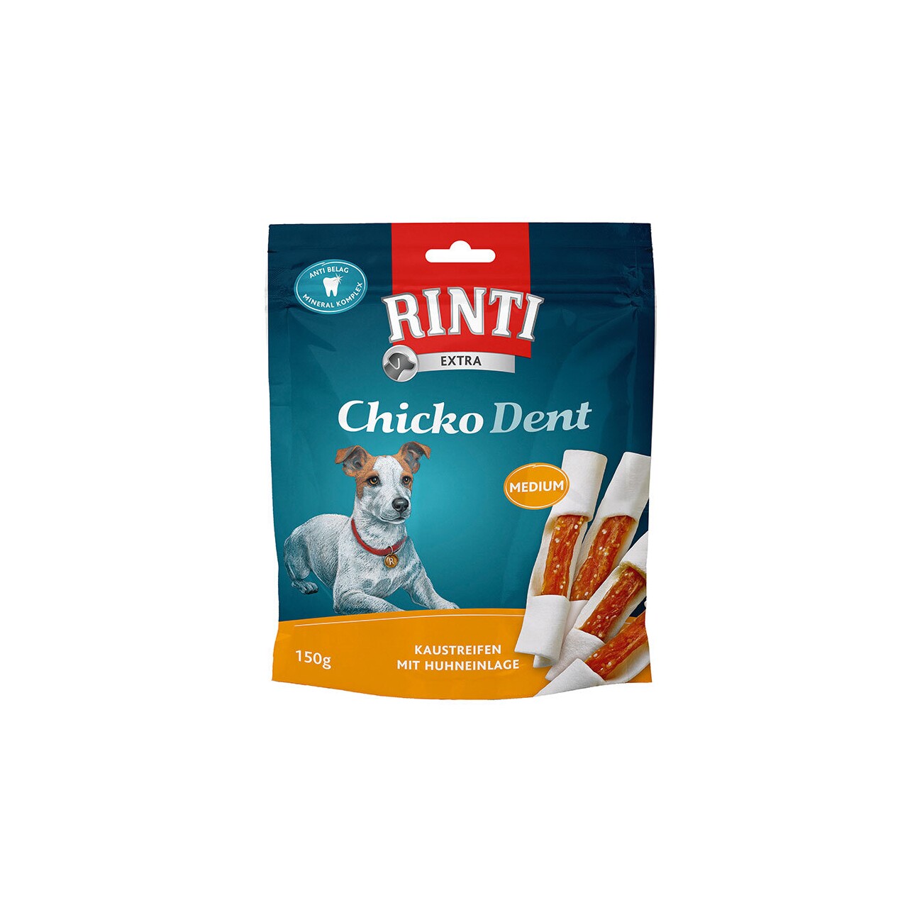 RINTI Chicko Dent Kaustreifen mit Huhn, Medium, 6 Stück, 150 g
