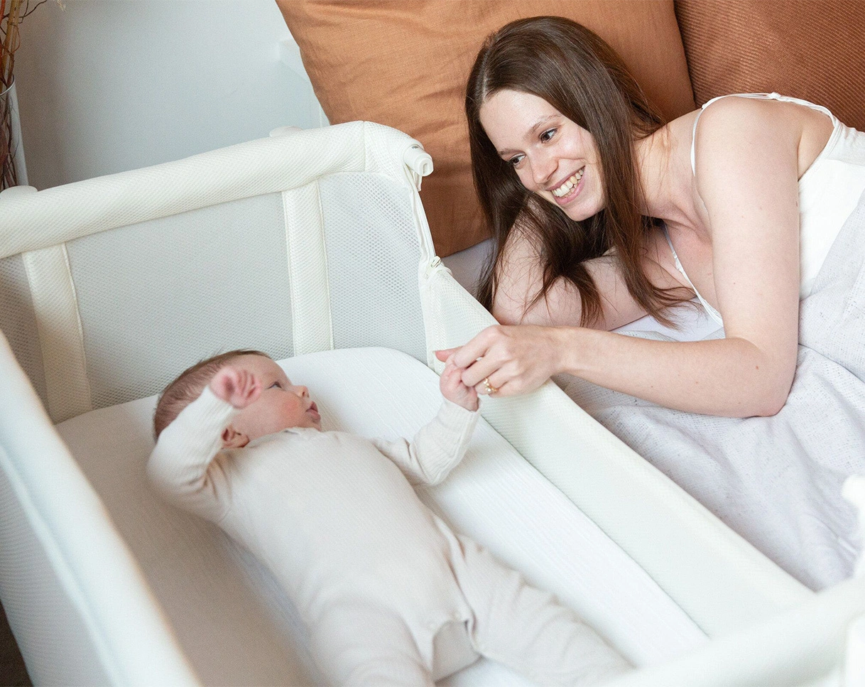 Beistellbett EVOLUX (97x64x85) in weiß/buche