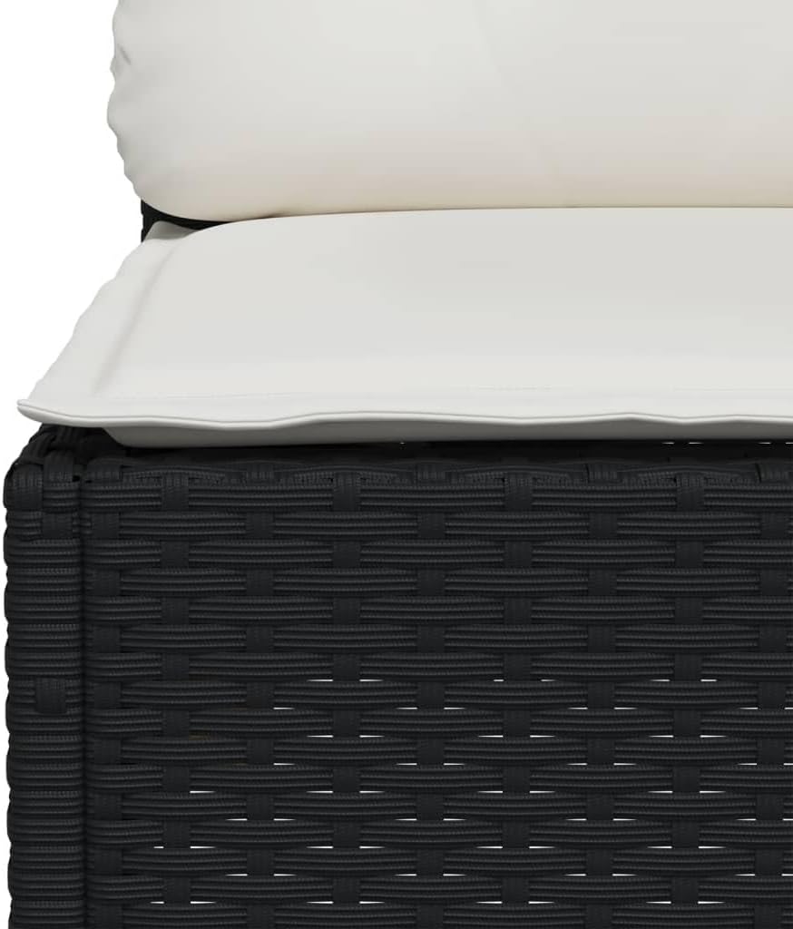 Kangmusi Garten-Ecksofa mit Kissen Schwarz Poly Rattan, Schwarz 365902