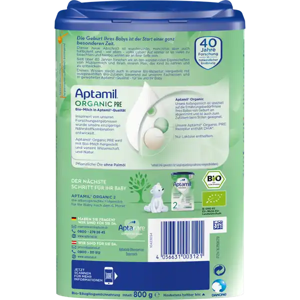 Bio Organic Pre Anfangsmilch von Geburt an