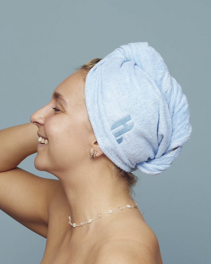 Hairlust Bamboo Hair Towel Wrap, Blue Blå