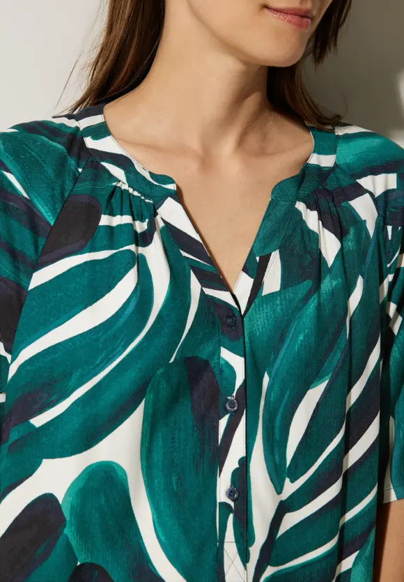 Kleid mit Palmenprint - lagoon green