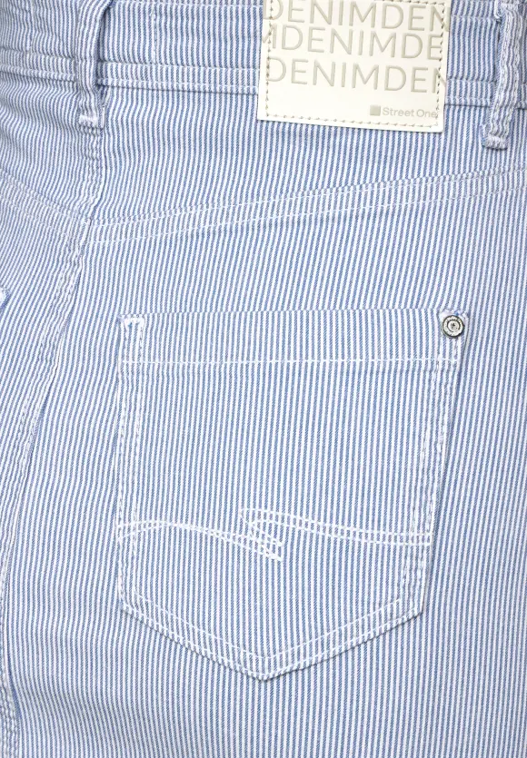 Gestreifter Jeansrock - light blue striped washed