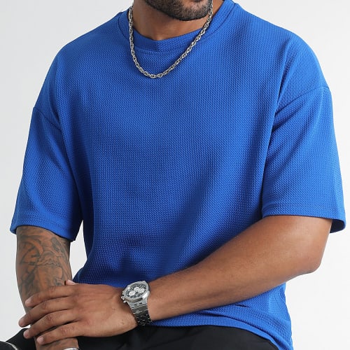 Tee Shirt Texturé Waffle Large 0419 Bleu Roi