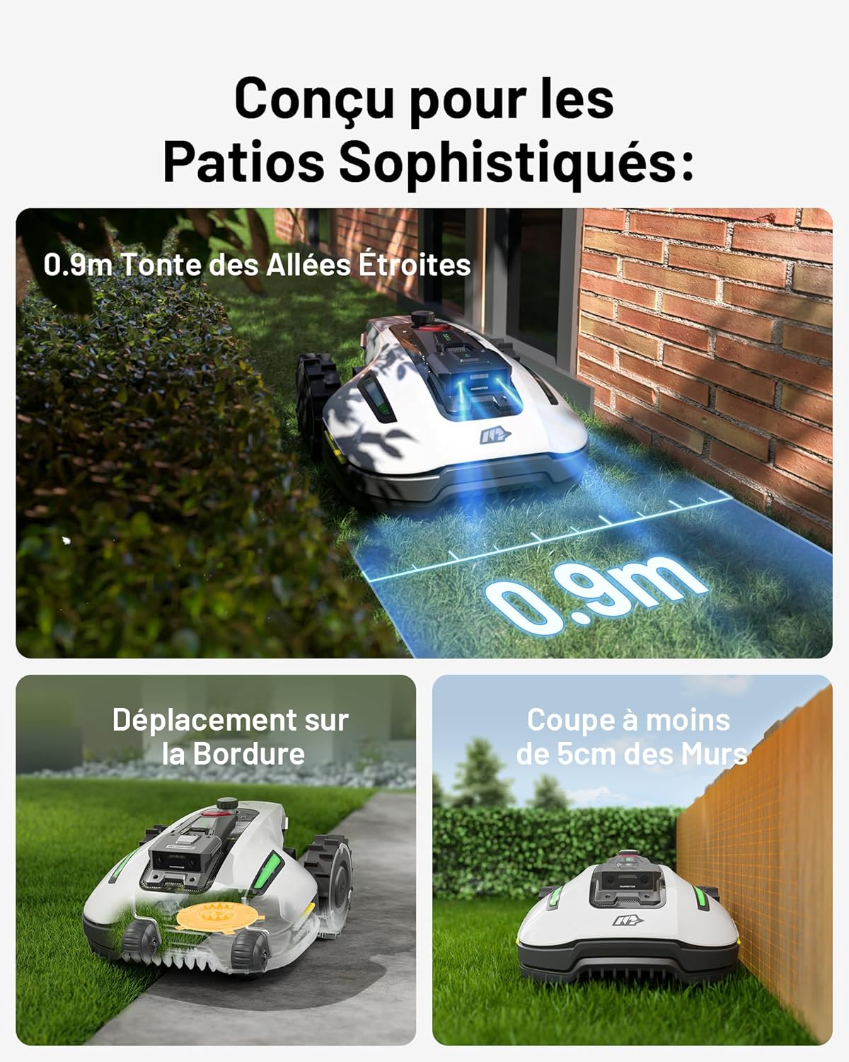 MAMMOTION YUKA Mini 500 Robot Tondeuse sans Fil Périphérique, NetRTK+Vision, Aucune Antenne RTK Requise, Recommandé 500 m², Pente à 50%, Cartographie Automatique, avec Module 4G