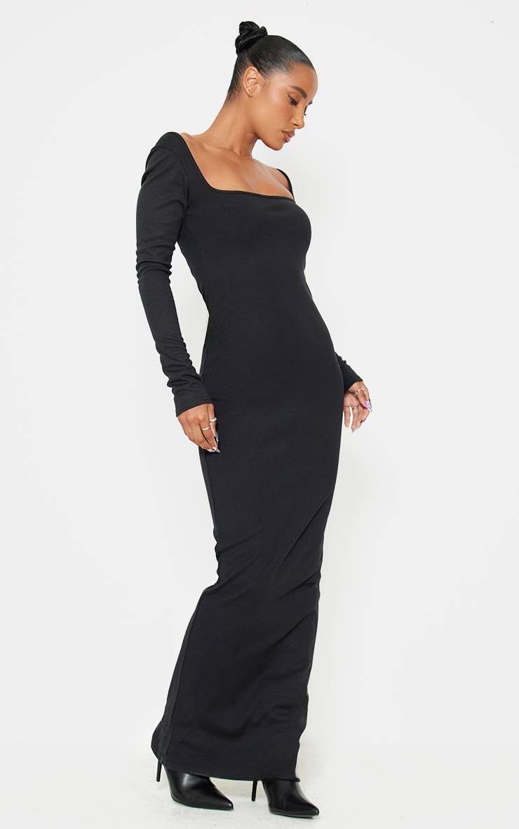 Robe Maxi À Encolure Carrée En Côtes Épaisses