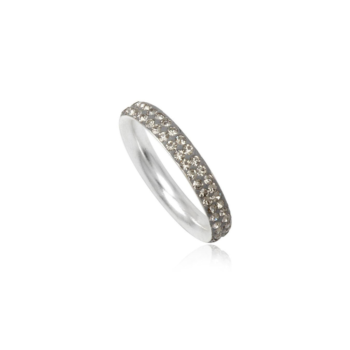 Bague anneau en argent strass gris