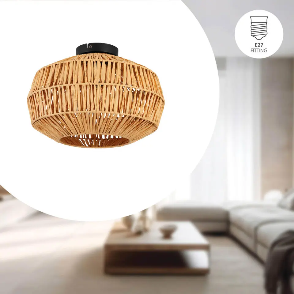 EGLO Sheldon Plafondlamp - E27 - Ø 38 cm - Bruin/Zwart - Papier