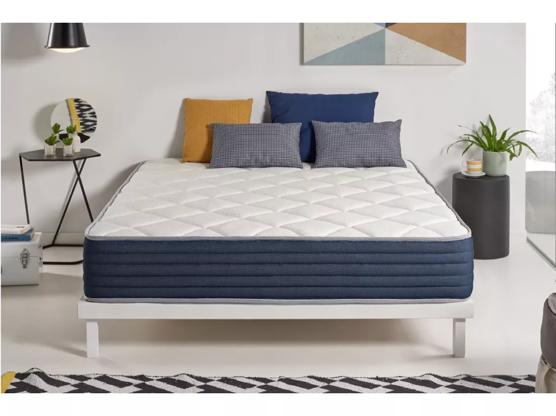Naturalex - Matelas Sensoria 180x200 cm - Mousse à mémoire de forme HR - Soutien Blue Latex - Très Épais 25 cm, 7 Zones, Antibactérien - Réversible été, hiver