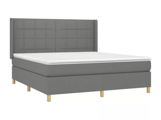 Sommier tapissier et matelas et LED Gris foncé 180x200 cm Tissu