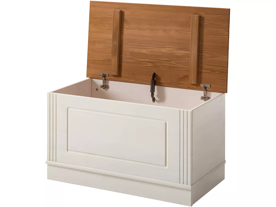 Commode avec rangement en pin blanc / miel