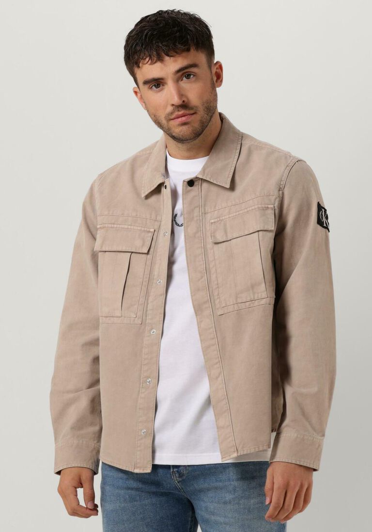CALVIN KLEIN beige calvin klein overshirt mineral dye utility overshirt
