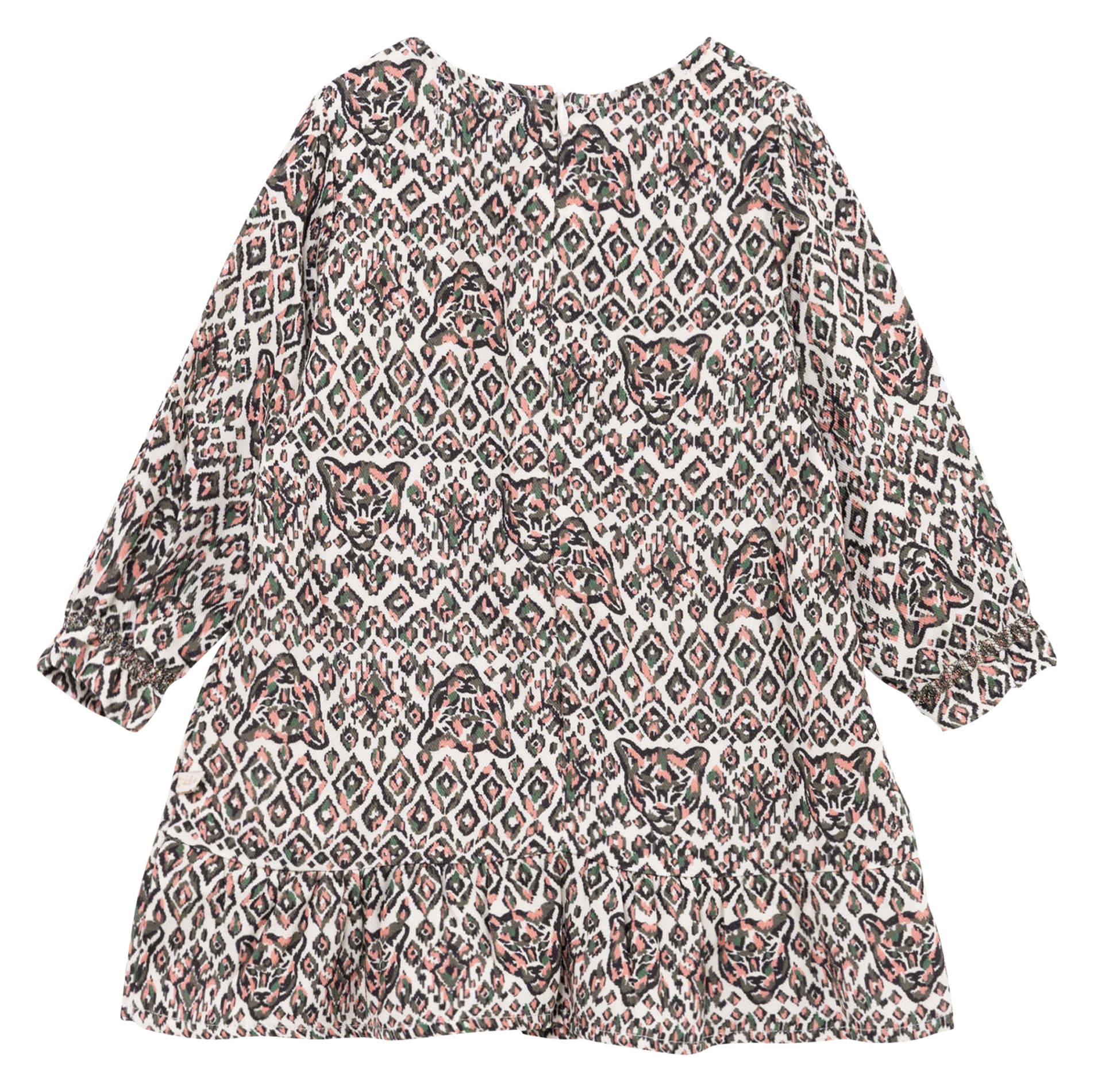 Robe courte col rond imprimée | Kaki