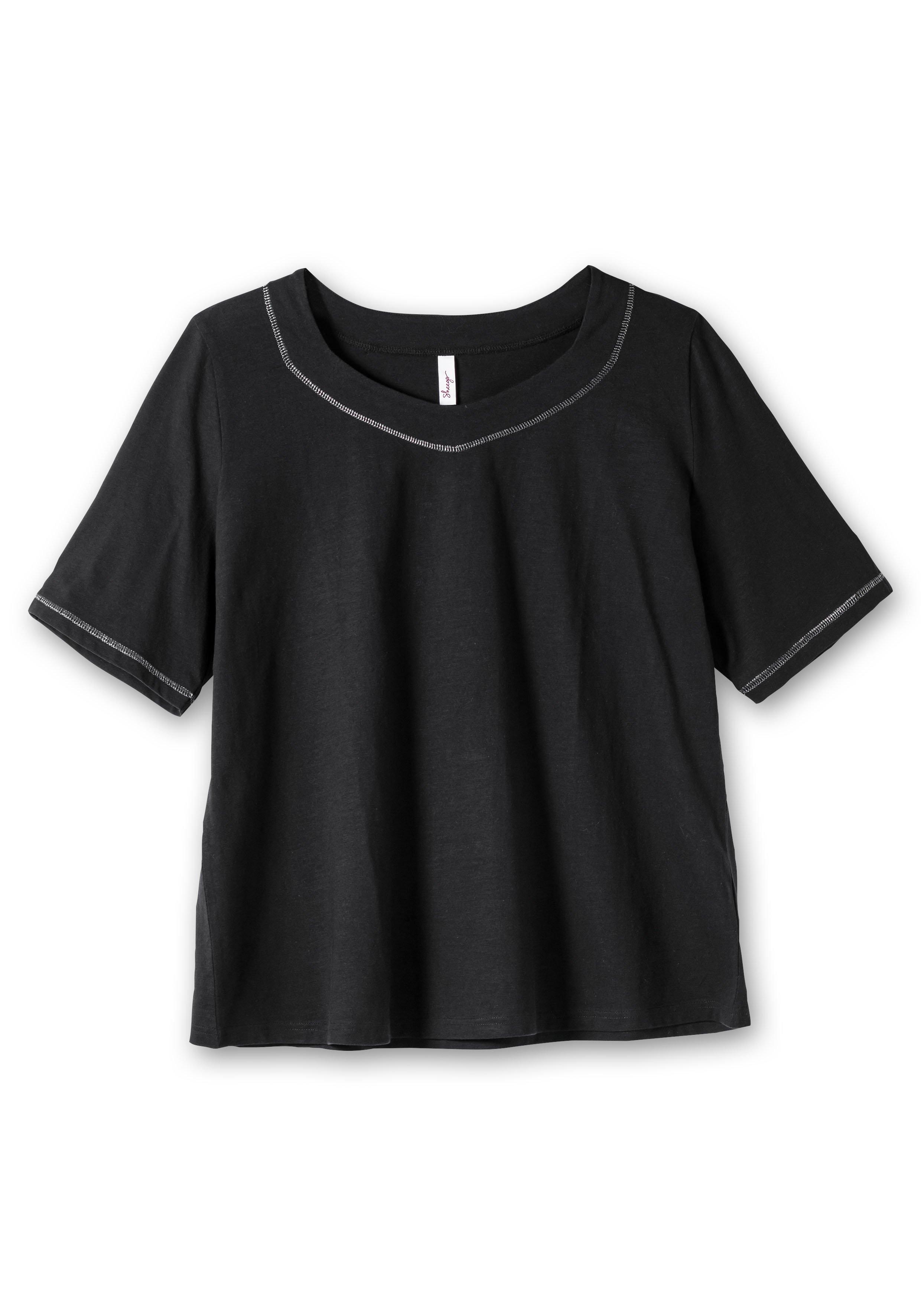 Shirt mit Effekt-Ziernähten, aus Flammgarn