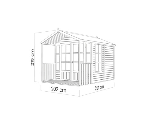 Bertilo Shed Arley tuinhuis met vloer, 214 x 305 cm, naturel