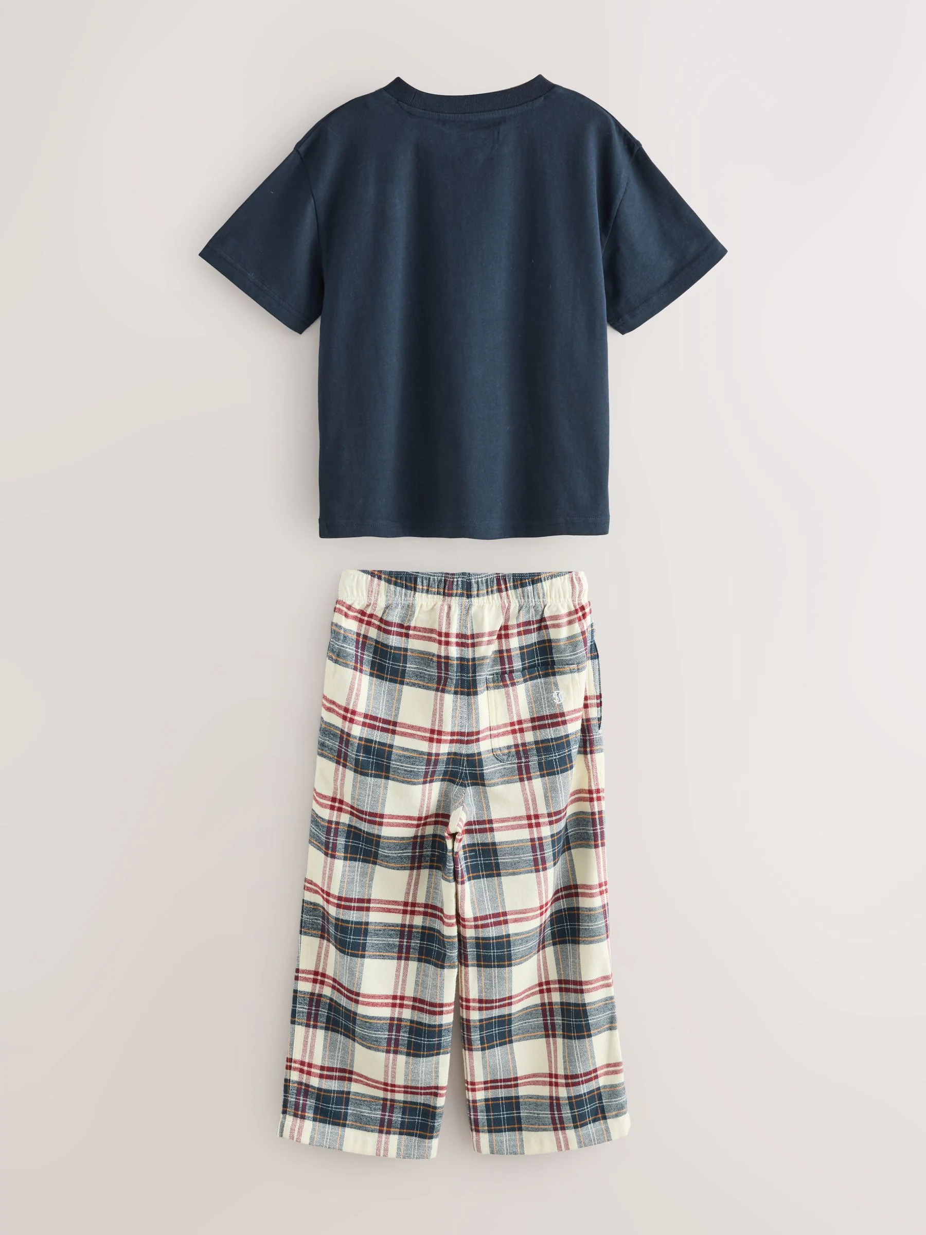 Marineblauw/wit - Superdry T-Shirt and Check Trouser Set